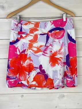 Amy Sport Marisa Pink Floral Pleated Golf Skort Skirt